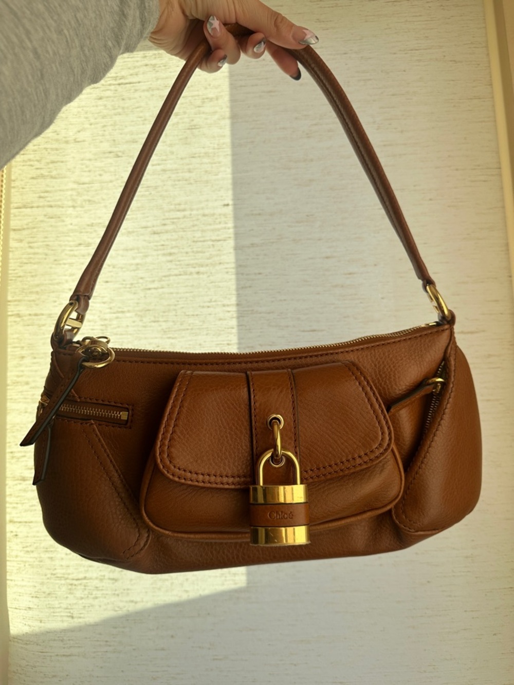 Chloe The 99 Shoulder Paddington Brown Leather Shoulder Bag with Gold Padlock